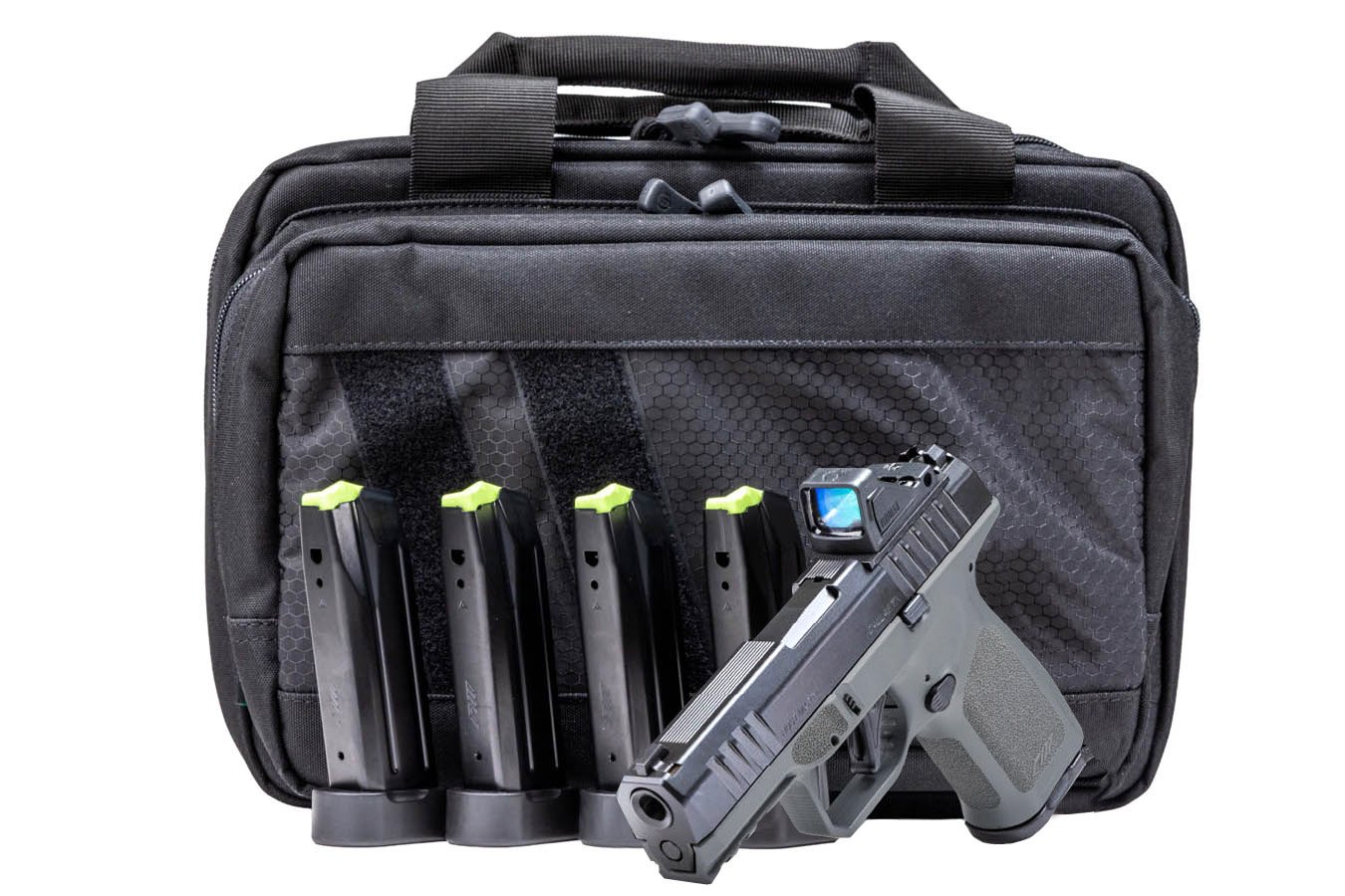 ROST MARTIN RM1C 9mm Gray Pistol with Viridian RFX Green Dot, Five Mags and Savior Bag